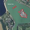 Kartenausschnitt von Hain ist in den Hainer See montiert. Zwischen Kahnsdorf und dem Nordstrand.