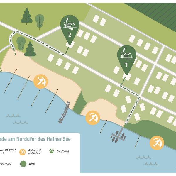 Plan der Badestrände beim HAUS IM SCHILF