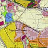 Bunte Karte vom Tagebau Witznitz, der Kahnsdorf komplett umschließt mit Ausnahme der Südseite.
