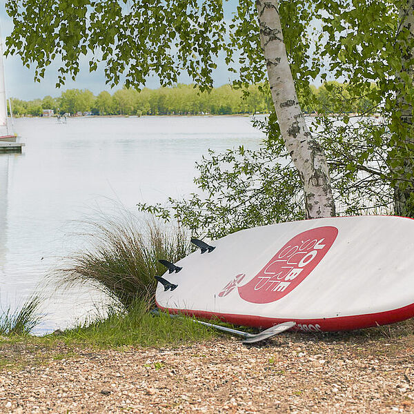 Surfboard am Ufer des Kulkwitzer Sees