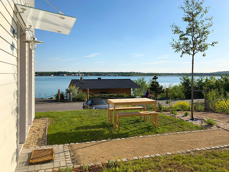 Garten Ausblick Leipziger Neuseenland Ferienwohnung am See