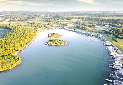 Hainer See Lagune Kahnsdorf von oben mit Inseln