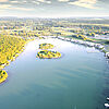 Hainer See Lagune Kahnsdorf von oben mit Inseln