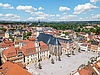 Weißenfelser Marktplatz mit Rathaus und der Kirche St. Marien.