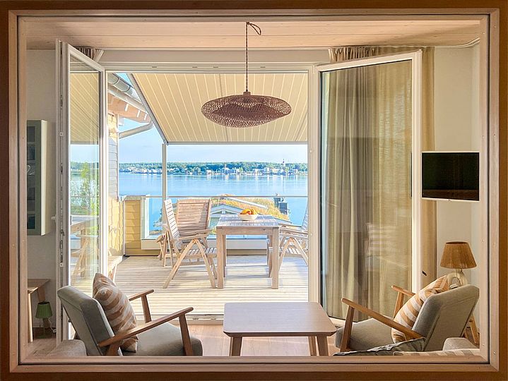 Süd-Terrasse in Ferienwohnung 9 mit Seeblick
