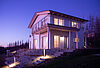 Ferienhaus Haus im Schilf am Hainer See blaue Stunde 