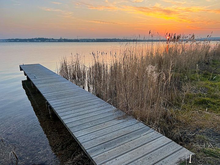 Steg im Abendlicht