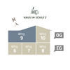  3D Lageplan vom HAUS IM SCHILF 2, Ansicht von der Seite. Ferienwohnung 9 liegt im Obergeschoss.