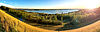 Fahrrad fahren Leipziger Neuseenland Sonnenuntergang Feld und See