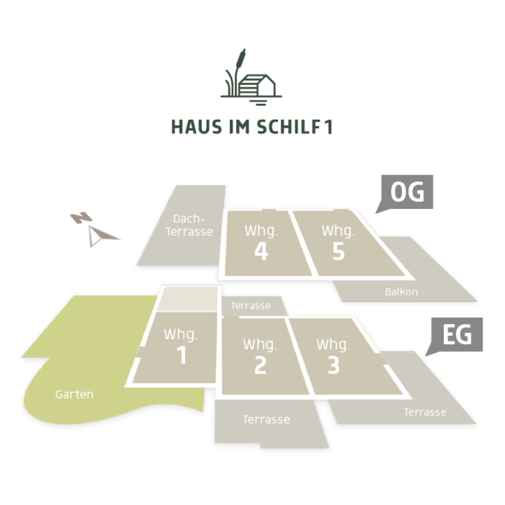 Haus im Schilf1 3D Lageplan, Ansicht von oben