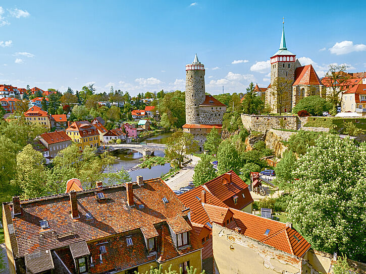 Blick auf die historische Altstadt in Bautzen.